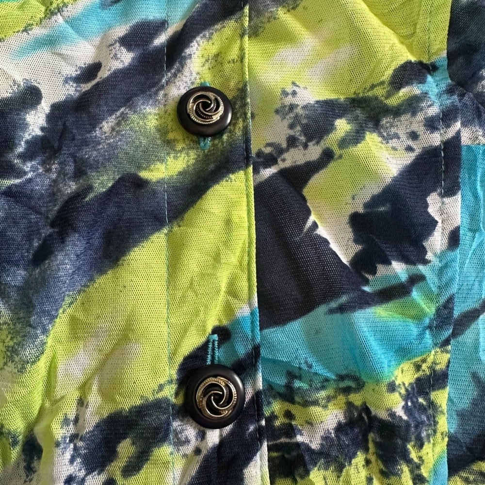 Picadilly Fashions 2-Pc Set Top & Mesh Tank Abstract Multi-Color Blue Green Sz M - Picture 2 of 11